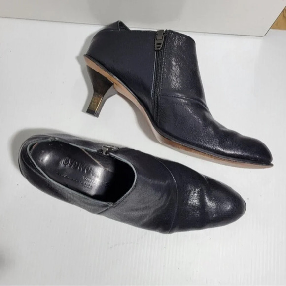 CYDWOQ Remote kitten low Heel black leather size 38 - Picture 2 of 10